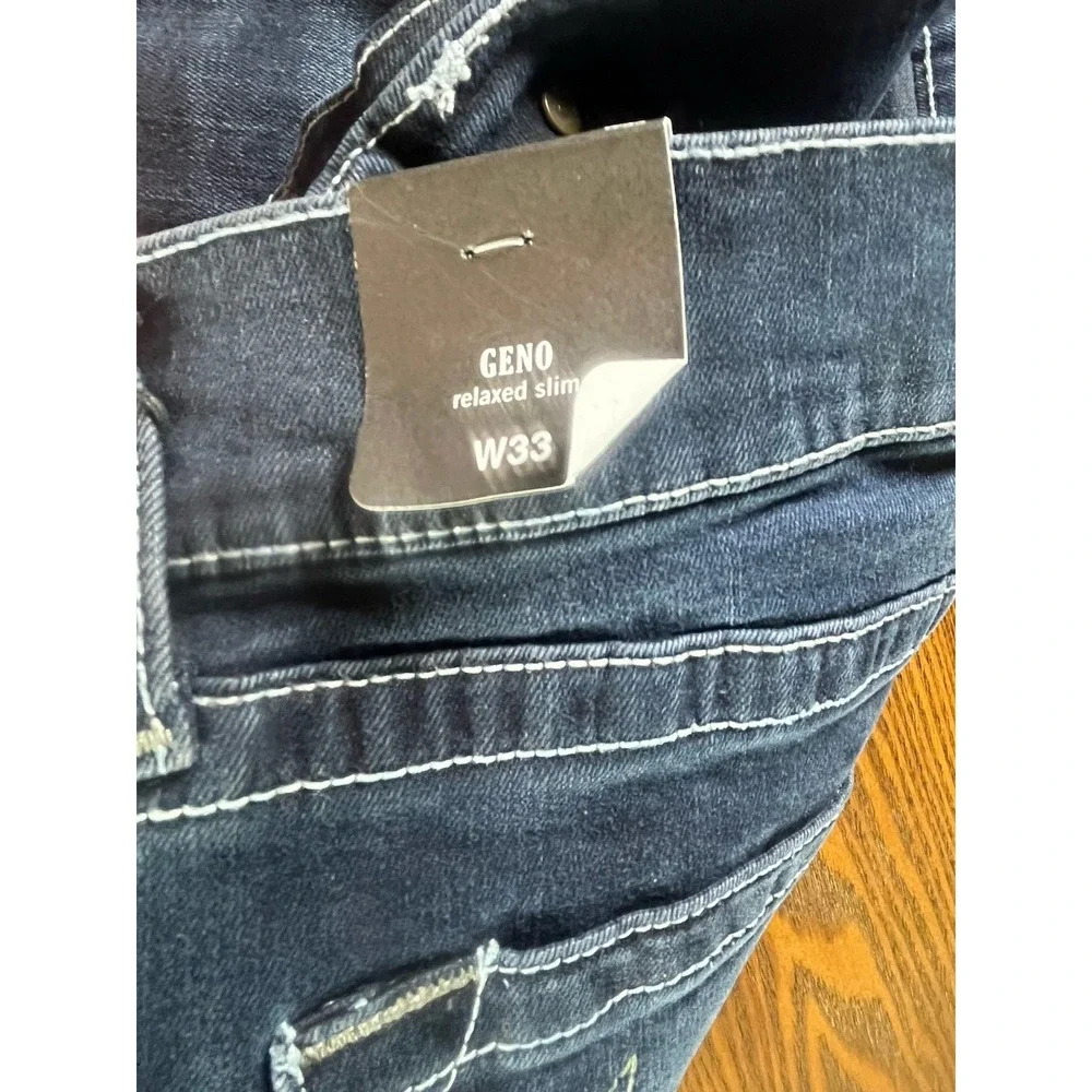 True Religion Geno Relaxed Slim Straight Leg Denim Jeans Men's 33 Blue No Flap
